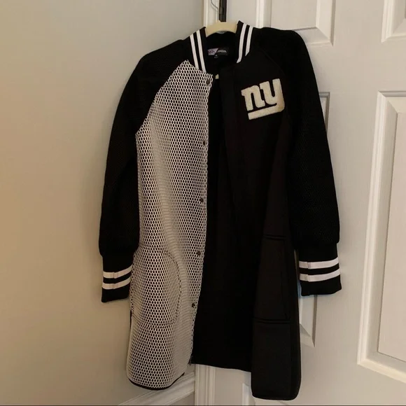 New York Giants black and white long bomber jacket - Picture 4 of 10